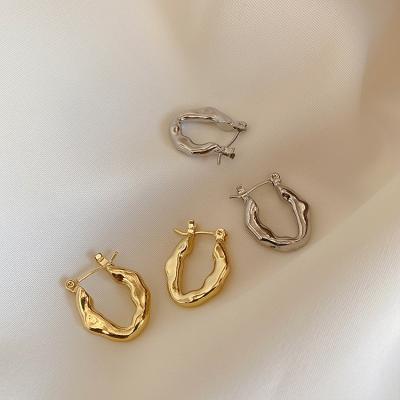 China Other Texture Gold Geometric Earrings Simple Circular Hook Earrings The Circle Around Lightweight Earrings for sale