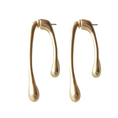 China The other part female long droplet metal earrings irregular French gold geometric women's earrings for sale