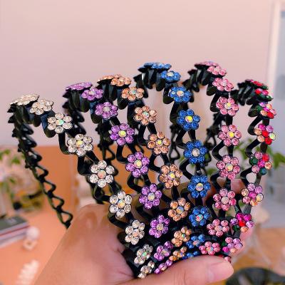 China Fashion Elastic Rhinestone Pearl Rhinestone Non-slip Headbands Flower Women Hair Circle Bands Headband Framing Girls Hair Accessories Headdress for sale