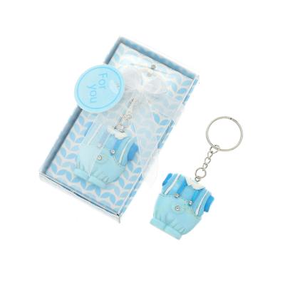 China Resin Baby Shower Favors Blue Clothes Design Baby Baptism Senior Chain Gift for Guest Birthday Party Souvenir for sale