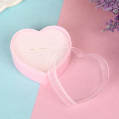 China Fashionable New Transparent Acrylic Key Ring Box Heart Shape Couple Ring Lover Display Holder Gift Storage Cases Ring Boxes Jewelry for sale