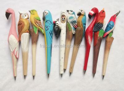 China Promotional Pen Eco Friendly Animal Shape Ballpoint Pen Bird Wooden Engraved Pen for sale