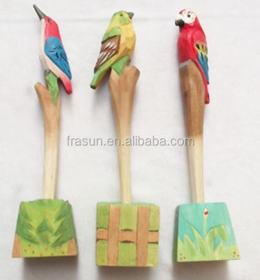 China Promotional Pen Bird Shaped Wood Carving Ball Pen Carved Wood Pen Available For Logo for sale