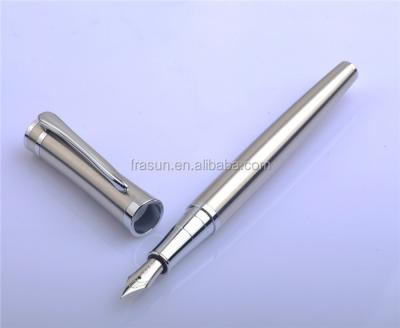 China Other Metal Bookworm Luxury Silver Plated Black Ink Fountain Pen for sale