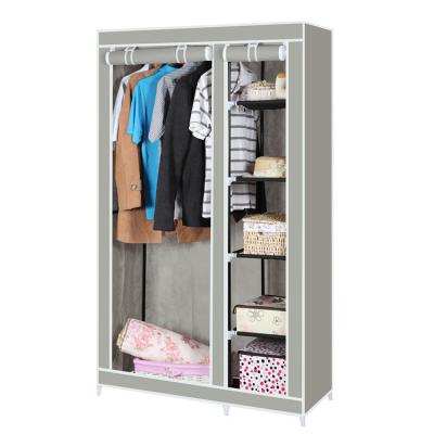 China Portable Folding Korean Version Double Bold Portable Cloth Wardrobe Steel Frame Storage Cabinet Steel Pipe Single Magic Clothes 16mm for sale