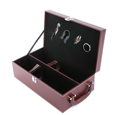 China Double Forty Six Pack Red Wine Box Viable Gift Packing Suitcases, 2 Pack Leather Box, Lafite Special Wholesale for sale