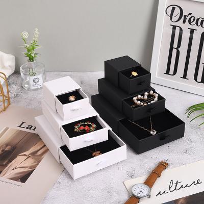 China High End Custom Made Box Ring Watch Earrings Gift Box High Quality Fashion Solid Color Jewelry Box Jewelry Package Drawer for sale