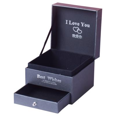 China High Quality ODM/OEM Logo Double Drawer Clamshell Box Professional Custom High Grade Bangle Ring Earrings Box Accessories Gift Box for sale