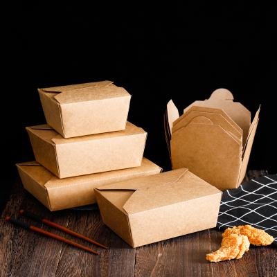 China Recycled Brown Food Materials 200pcs/box Disposable Paper Box Fried Rice Fried Chicken Restaurant American Western Fast Food Takeout Box for sale