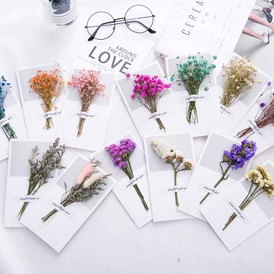 China Recycled Materials Stars Dried Flowers Mother's Day Handwritten Greeting Card New Year's Day May Be Customized Flowers Thank You Card for sale