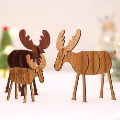 China Recycled Wooden Moose Children's New DIY Materials Creative Gift Christmas Desktop Decoration Decor for sale