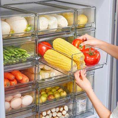 China Freshness Preservation Household Refrigerator Freezer Drawer Kitchen Fresher Grocery Organize Chicken Box Tool Vegetable Storage Box PET+PP for sale