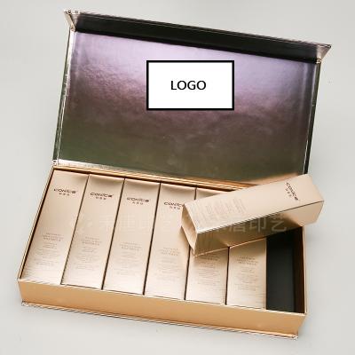 China Newest Silver Gift Box Customized Cardboard Skin Care Products Box Customized Luxury Cosmetics Box Set for sale