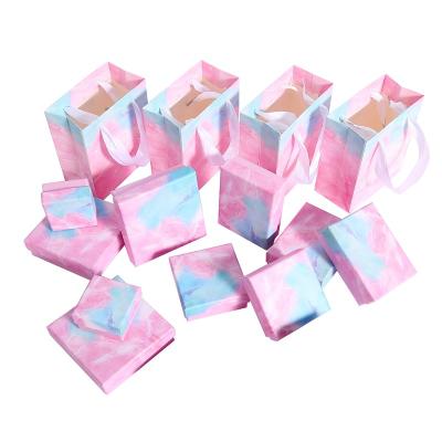 China Recycled Materials Colored Marbled Cardboard Jewelry Box Packaging Pin Ring Neckle Bracelet Gift Jewelry Box Ear Jewelry for sale