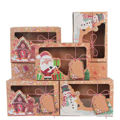 China Recycled Christmas Cookie Box Gingerbread Cookie Box PVC Window Candy Style European Paper Box Large Packaging Materials for sale