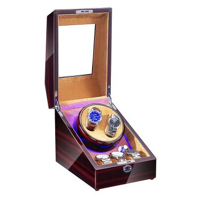 China Luxury Watch Winder With 2 Seats 3 Rotation For Storage Japanese Mabuchi Motor Orbital Watch Case With 2 Rotators 5 Watches Inner Velvet MDF Wooden Watch Winder Automatic Box for sale