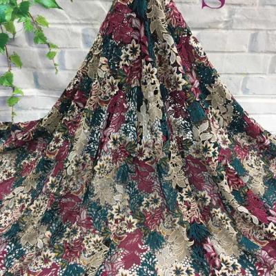 China 100% Polyester Mesh Polyester Water Soluble Tulle Flower Lace Embroidered Lace For Fabric for sale