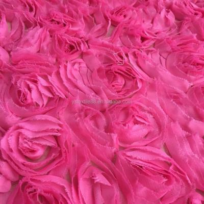 China Breathable 100% polyester embroidery fabric 3d rose flower lace embroidered fabric for homecoming dress YS656 for sale