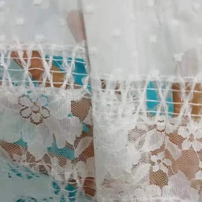 China Beautiful plain fashion cotton lace fabric blend with different kind of lace glliter and flower pattern for dress garment YS20190907 for sale