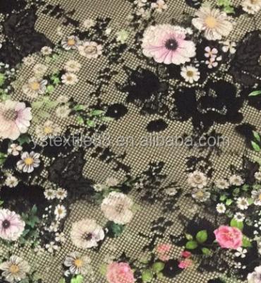 China 2018 special jacquard design lace fabric with digital print, french lace fabric, flower lace fabric for sale