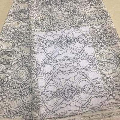 China 2018 nylon jacquard guipure lace fabric, embroidery lace fabric wholesale, white fabric for sale