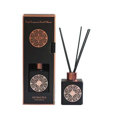 China Essential Oil 150ml Bottle Classic Square Fiber Sticks Luxury Aroma Reed Diffuser With Box for sale