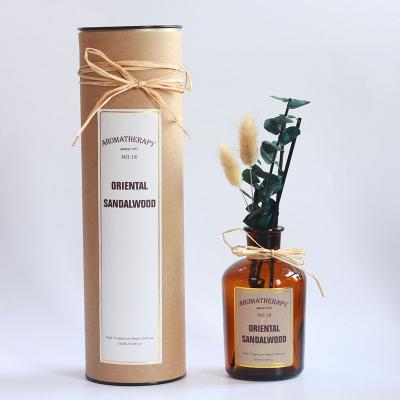 China Sustainable Private Label Amber Glass Bottle Reed Diffuser Household Hotel Fragrance Dried Flower for sale