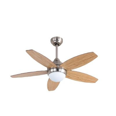 China Small Size OEM ODM Satin Nickel Decorative 42 Inch 5 LED 12W Plywood Blade Ceiling Fan Lights for sale