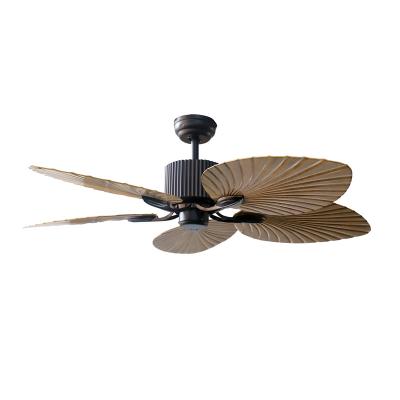 China OEM ODM 52 Inch LED Ceiling Fan Tree Leave Tropical Creative Blade With Pull Chain Control For Hotel Farmhouse for sale