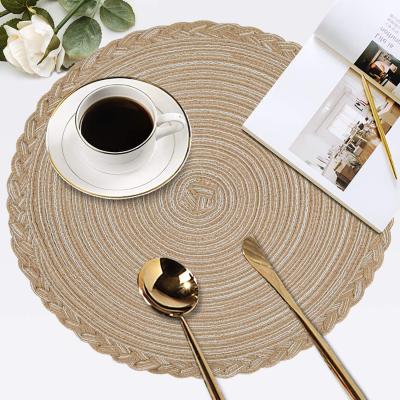 China Viable Round Braided Place Mats for Dining Table Set of 4 - Woven Heat Resistant Non-Slip Kitchen Table Mats, 14