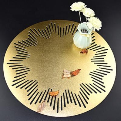 China Tabletex Sustainable Wholesale Hollow Cut Christmas Party Flower PVC Round Luxury Washable Place Mat for sale