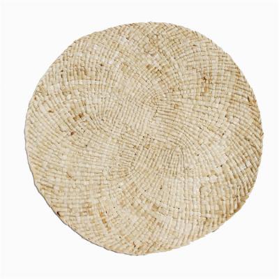 China Viable Handmade Woven Place Mats Set of 6 - Natural Corn Round Braided Place Mats Weave Rattan Placemats for Dining Table 11.8 inch for sale