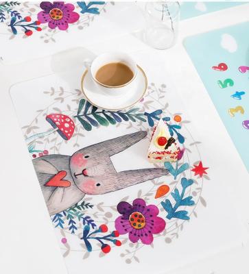 China Viable New Design Colorful Animal Printed Kids Place Mat Disposable Custom Printed Plastic Place Mats For Kids Baby for sale