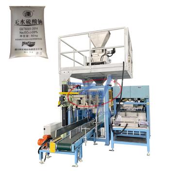 China Automatic food sodium sulfate fertilizer filling and sewing machine used for PE and woven open mouth bag for sale