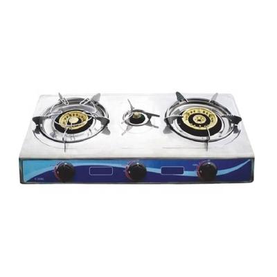 China Table Cooktop 3 Stainless Steel Burners Hotel Used Gas Cooker for sale