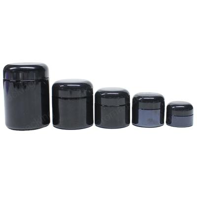 China Personal Care Modern Style Makeup Face Cream Jar 10g 30g 50g 100g Black White Glass Cosmetic Jars With Dome Lid for sale