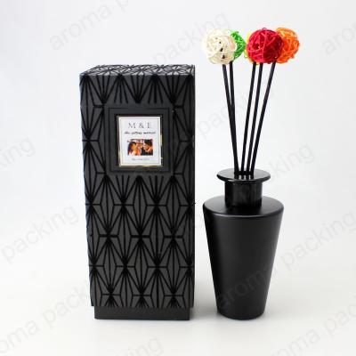 China Recyclable Empty Aroma Rattan Diffuser Black Tubular Glass Bottle Packaging Box Gift for sale