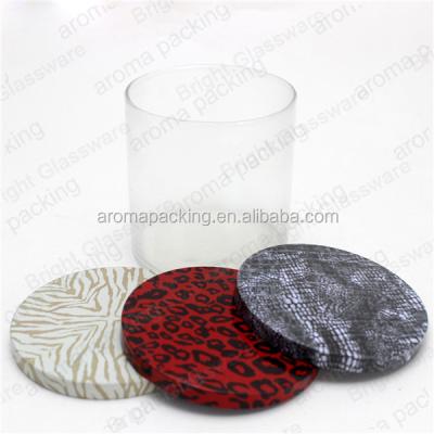 China Non new puddle fashion design leopard print candle jar with metal lid for sale for sale