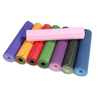 China Wholesale natural double layer anti-slip private label purchase 6mm yoga mat with custom logo, strip yoga mat for sale