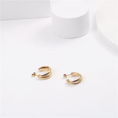 China 2021Trendy TRENDY jewelry PVD gold plated classic circle earring stainless steel earring for sale