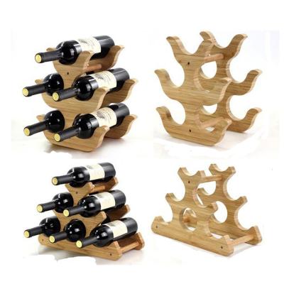 China Sustainable Kitchen Bar Countertops Organizer Bamboo Wooden Wine Rack for sale