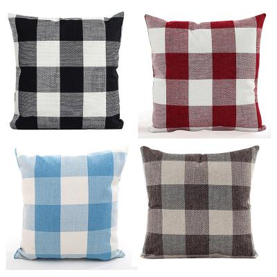 China Wholesale PORTABLE Christmas Red and Black Buffalo Check Plaid Tile Covers Decorative Pillow Case Cushion Covers for sale