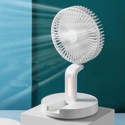 China Newest Usb Rechargeable Mini Drinking Fan Folding Portable Outdoor Desktop Fan Travel Table Fan With Light for sale