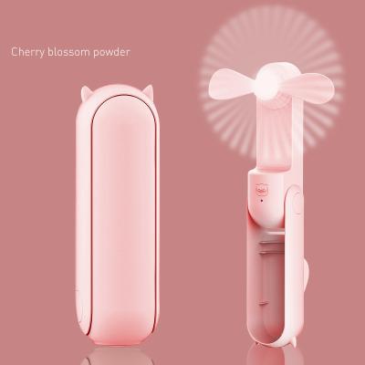 China Mini Fold Electric Usb Hand Rechargeable Mini Fan Mini Usb Fan Cute Drinking Power Bank Cooling Small Fan Desktop Handheld Travel For Girl for sale