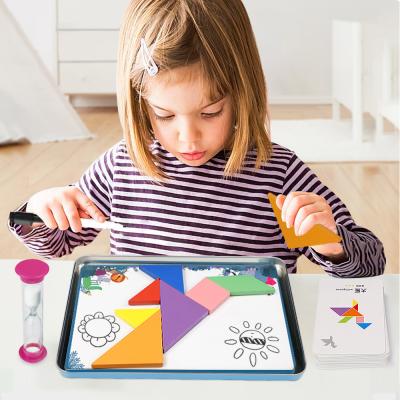 China Not only for puzzle game but also for UCMD Wooden Intelligence 2 Set Magnetic Tangram Child Early Learning Magnetic Puzzle for sale