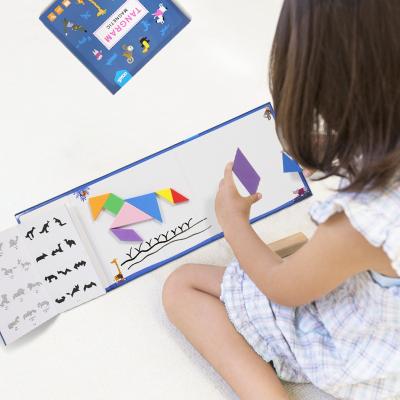 China Not only for puzzle game but also for drawing board. UCMD 7 Pieces Tangram Portable Booklet Child Educational Magnetic Tangram Puzzle Toy Smart OEM for sale