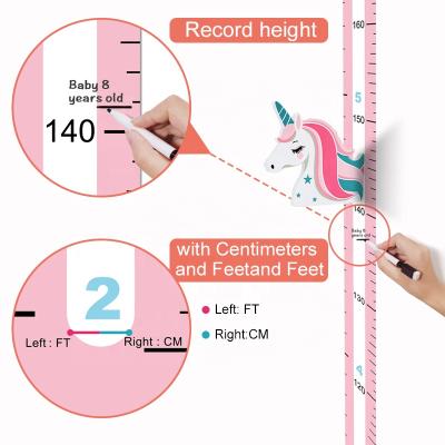 China Height Measurement Wall Sticker Ruler Magnetic Unicorn Cartoon Kids Growth Height Chart for sale