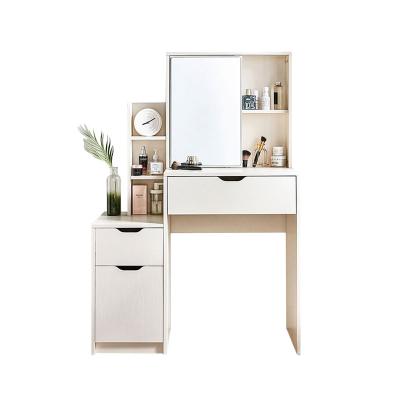 China Extendable white dressing table with removable makeup mirror with adjustable storage partition for sale