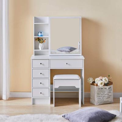 China 4 Drawers 3 Extendable Modern Shelf With Mirror Dressing Table White for sale