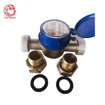 China Hot Sale Single Jet Wet Type Water Meter With Connectors for sale